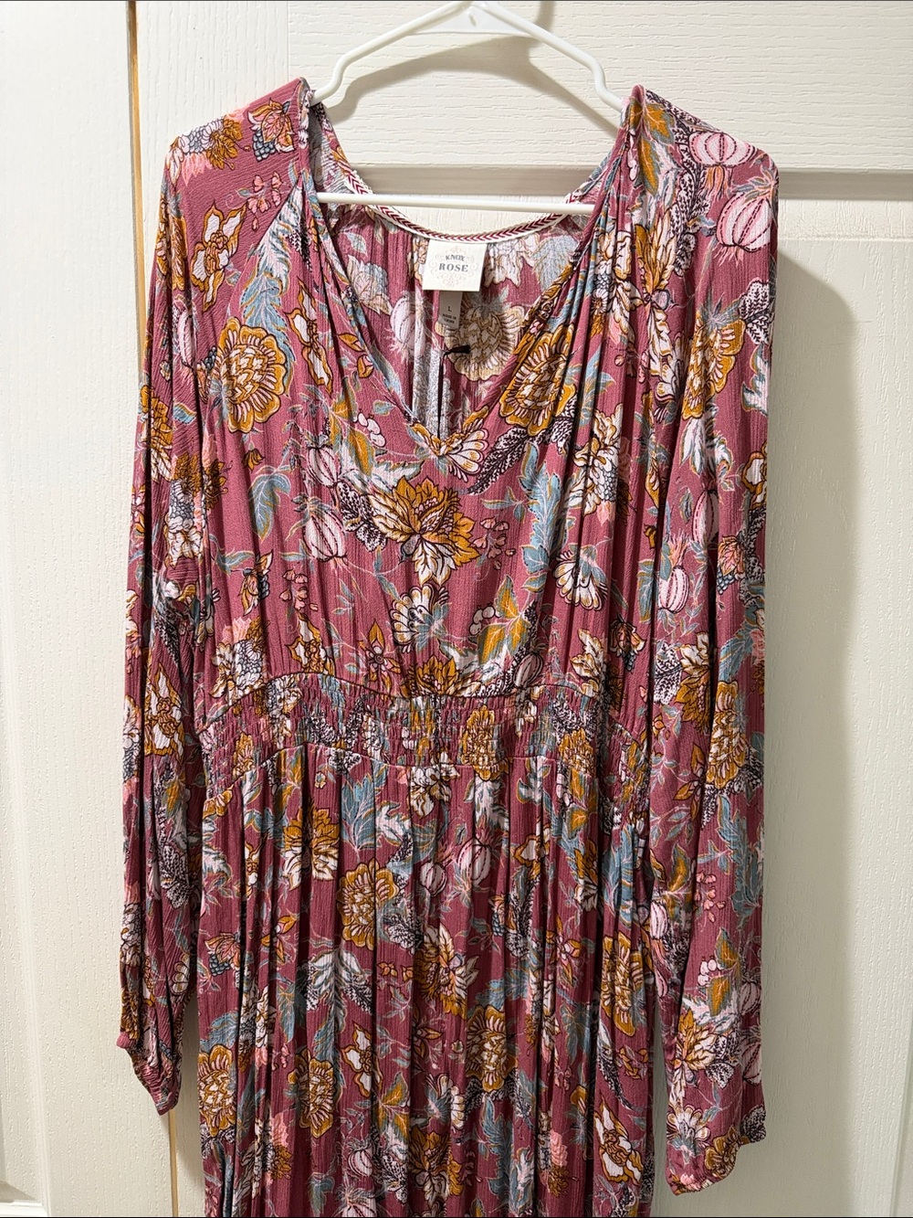 Knox Rose Floral Midi Dress in Dusty Rose and Mustard